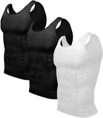 Men’s 3 Pack Compression Shirt Slimming Body Shaper Vest Gym Workout Tank Top