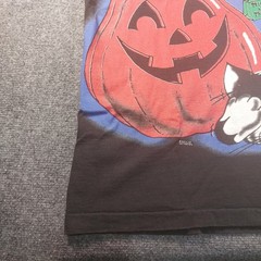 Vintage Happy Halloween AOP T-Shirt XL 1996 Black Cat HUGE Spell Out 90s Tee