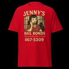 Jenny’s Bail Bonds 867-5309 Vintage Graphic Tee 5xl, 4xl, 3xl, 2xl, XL, L, M, S