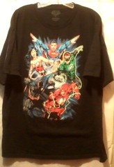 DC Comics Justice League Black T Shirt Screen Printed Graphics Size 2X
