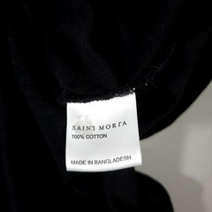Saint Morta T-Shirt Mens Medium Black Red Green Stripe Longline Curved Hem Tee