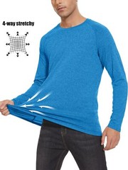 UPF50+ Mens Sun Protection Shirts Long Sleeve Quick Dry Sports Workout Fishing T