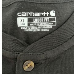 CARHARTT HENLEY SHIRT MENS XLT SHIRT SLEEVE BLACK 100% COTTON CHEST POCKET LOGO
