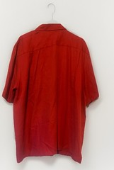 Nat Nast Silk Shirt Mens XL Red Cuban Guayabera Bowling Camp Retro Lounge Button