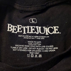 Beetlejuice Unisex Men’s T-Shirt Size Large Black Short Sleeve Two Sided