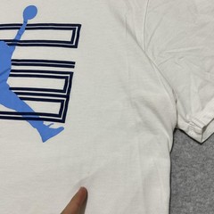 Jordan Shirt Mens XL White Blue Jumpman Logo Graphic Basketball Tee Cotton
