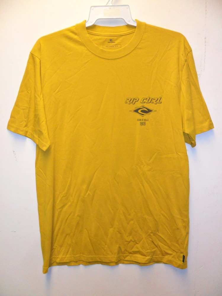 RIP CURL Men’s S/S T-Shirt FADEOUT ESSENTIAL – Mustard – Large – NWT – LAST ONE