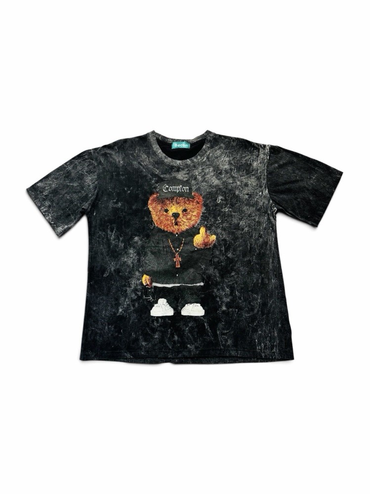 Bacon Streetwear Grunge Acid Wash Casual Fashion Forward T-shirt Dark Gray L NWT