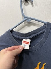 Supreme FW17 Flames Blue T-Shirt Size Medium Distressed Faded See Pics