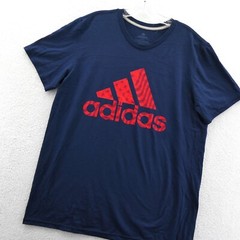Adidas Shirt Mens Large Blue Short Sleeve Go To Performance Tee Crew Gym Sport