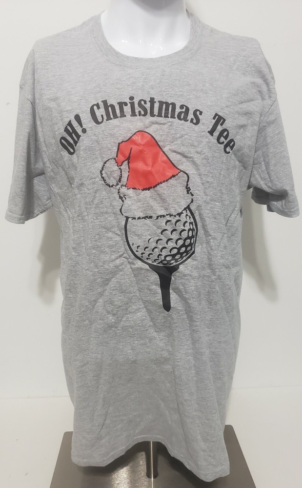 OH! CHRISTMAS TEE Funny Golf Lover sports T-Shirt Size XL Gray