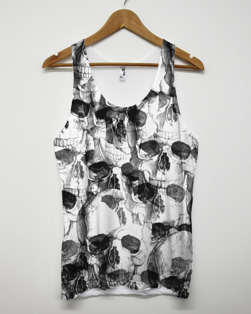 Spooky Skull All Over Vest Sublimation Tank Top Emo Hipster Indie Summer Grunge