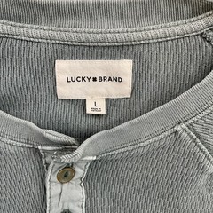 Lucky Brand Henley Men Size L Sage Green Night Long Sleeve Thermal Grudge Shirt