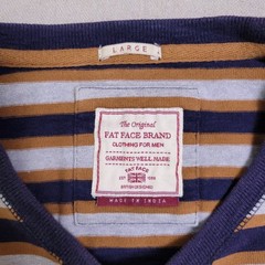 Fat Face Brand Shirt Men’s Size L Multi Stripped Cotton Long Sleeve Crewneck Tee