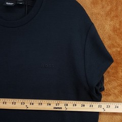 HUGO BOSS Shirt Mens Large Black Pullover Crew Ribbed Modal Logo T-Shirt Tee