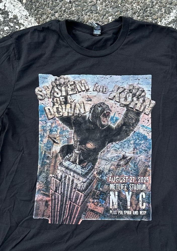 SYSTEM OF A DOWN KORN 2025 MetLife Stadium Concert Tee Mens XL Metal KING KONG