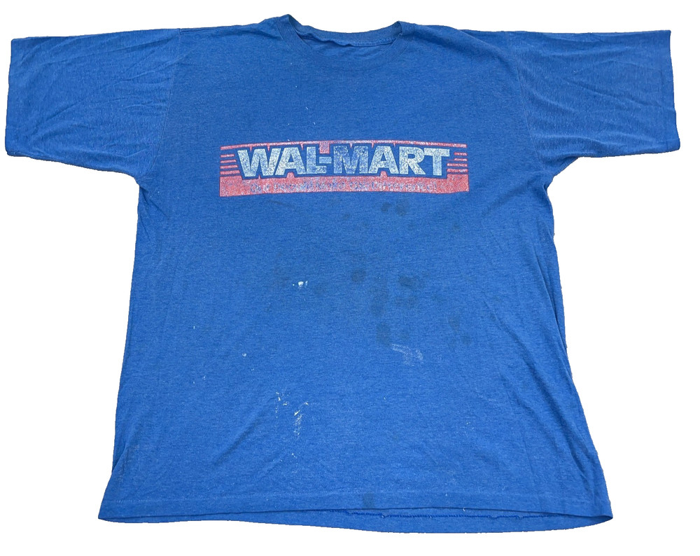 Vintage Walmart Shirt Men XL Blue 90s Single Stitch USA Grunge Thrashed Faded *