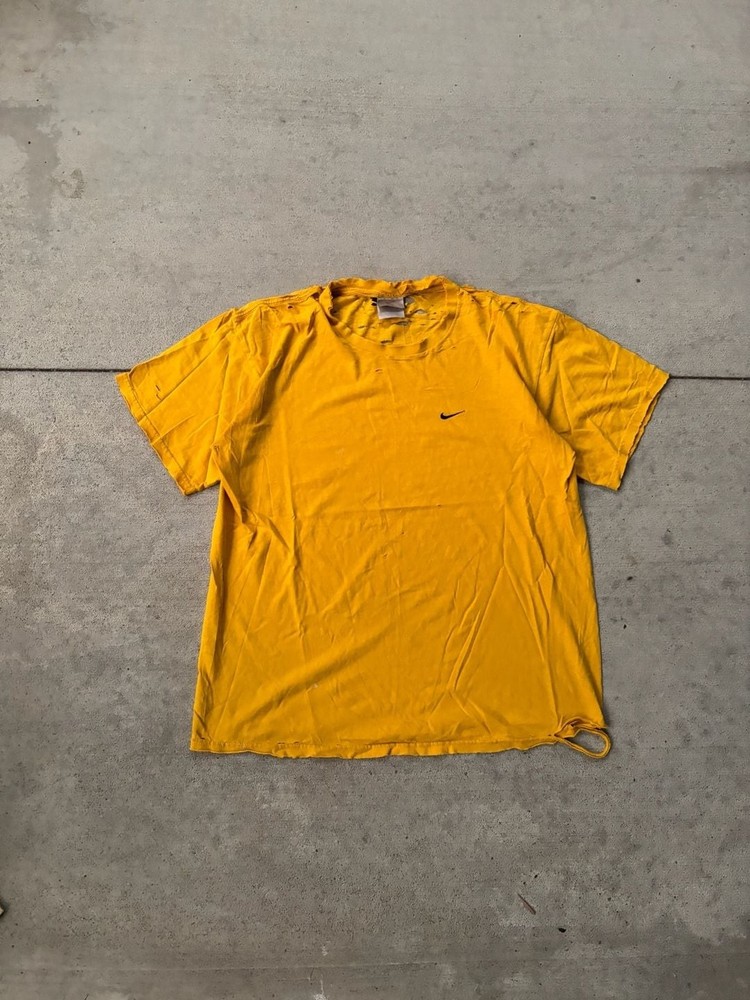 Vintage Y2K Nike Mini Swoosh Embroidered Yellow T-Shirt