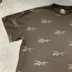 Reebok T Shirt Mens XL Black Allover Logo Graphic Casual Crew Neck Short Sleeve