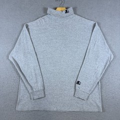 VTG 90s Starter Mens Mock Neck Long Sleeve Shirt Sz L Gray Blank Streetwear Y2K