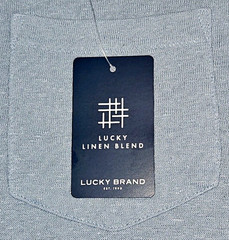 NEW LUCKY BRAND, MENS MEDIUM, LINEN-BLEND SHORT-SLEEVE POCKET🪩SHIRT-MSRP $44.50