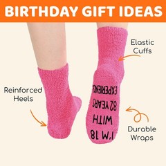 91-100 Birthday Socks Women Dark Pink Gift for Elderly Lady