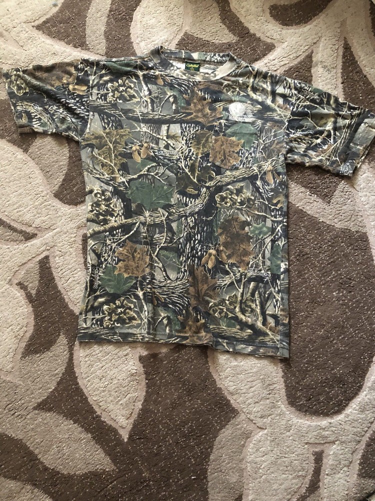 Cabela’s Mens Multicolor Camouflage Short Sleeve Crew Neck Pullover T Shirt Sz M