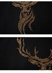 New Fashion Deer Rhinestones Summer Short Sleeve Luxury Men Streetwear T-Shirt
