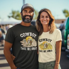 Cowboy Unisex Short Sleeve Round Neck TShirt | Western Style Graphic Tee for Men