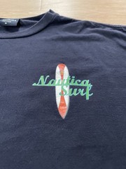 Vintage 90s Nautica Mens Medium Tshirt Navy Blue Surfer Classics Surfboard Retro