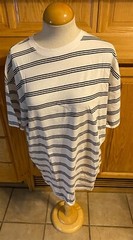 New Look Men’s Medium White & Black Stripped Tee Casual T-Shirt Short Sleeve
