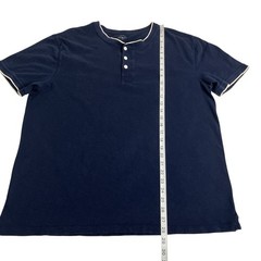 J Crew Henley Shirt Mens XL Navy Blue Contrast Trim Cotton Short Sleeve Preppy