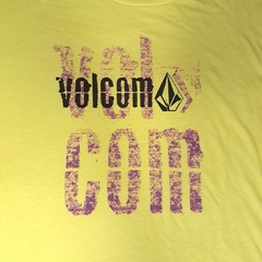 Y2K Volcom Stone Skateboard T-shirt Mens Large Slim Yellow Logo Spellout