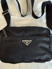 PRADA Black Shoulder Bag Adjustable Strap Logo Accent Zip Designer Medium