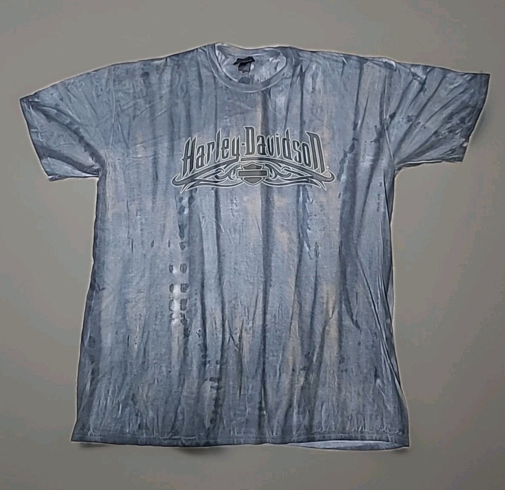 Harley Davidson 2X Blue TieDye T-Shirt Mancuso Houston TX on Genuine H-D Label