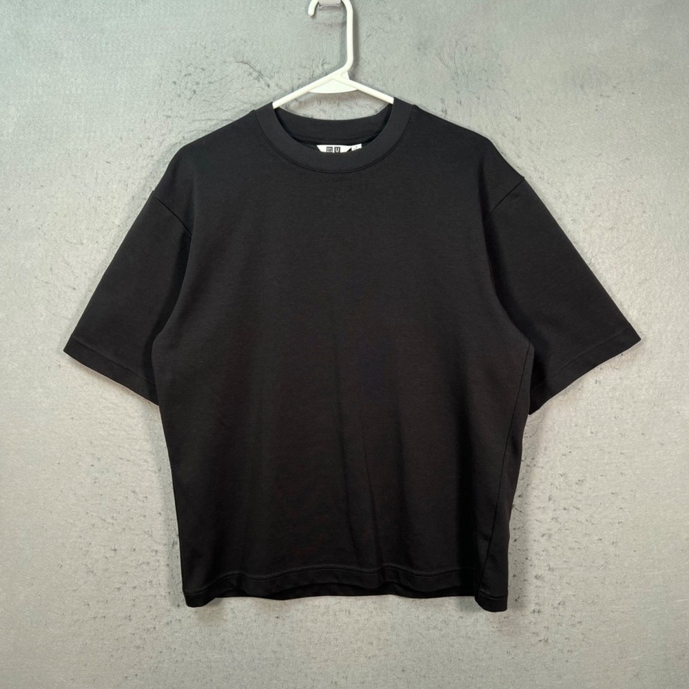 Uniqlo U Airism Mens Size Small Oversized Black T-Shirt Cotton Blend