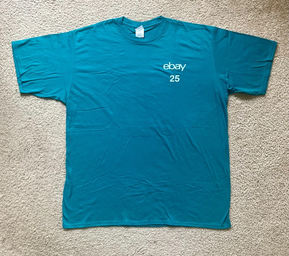Ebay 25 Sellers 25th Anniversary Tee Advertising Swag T-Shirt Size 2XL Teal Tee