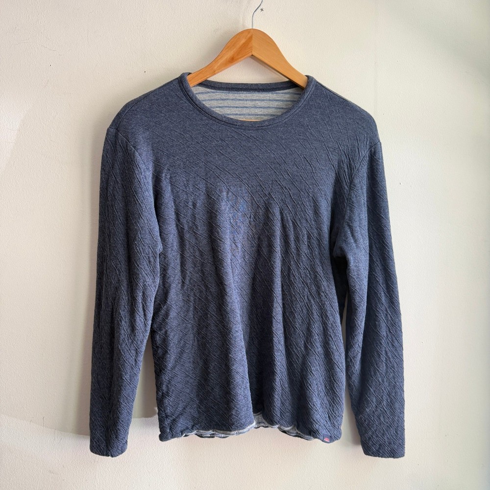 Faherty Long-Sleeve Cloud Reversible Crew Shirt Blue Mens Medium Good
