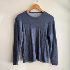 Faherty Long-Sleeve Cloud Reversible Crew Shirt Blue Mens Medium Good