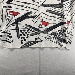 Vintage 90s All Over Print Short Sleeve Collar Henley Large BOXY Canvas Art