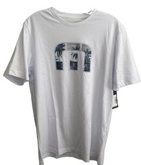 Travis Mathew Hawaiian Tee Mens Sz Medium, Logo, White, Short Sleeve NWT