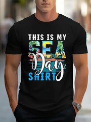 Men’s Trendy Letter Print Graphic T-Shirt Casual Streetwear Crew Neck Tee