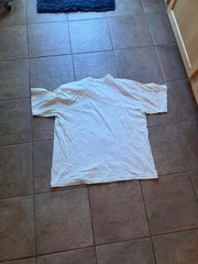 Laura Lance Embellished Art Deco T Shirt Beige Beaded Leaf Graphic Top