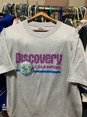 vintage discovery channel t shirt grey promo script Hanes sz large