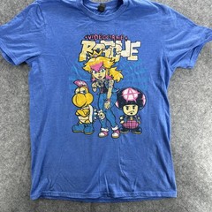 Video Game Rogue Shirt Mens Large Blue Punk Princess Parody Nintendo Tee Gamer