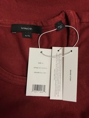 $80 Vince Men’s Red Solid Garment Dye Short Sleeve Cotton Crew T-Shirt Size XL