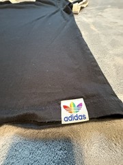 adidas Originals Ringer T-Shirt Black Rainbow Trefoil Logo Crew Pride Small
