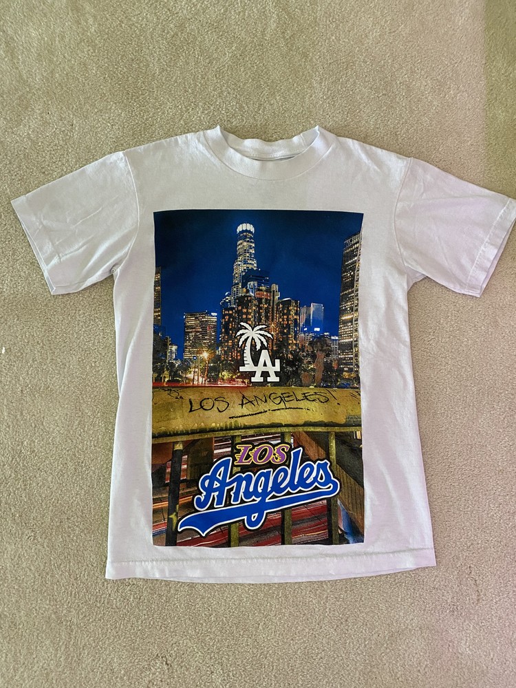 100% Cotton Fashion Nova Men Los Angeles City Pic White Graphic Tee Size Small