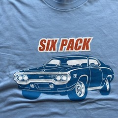 Plymouth Road Runner GTX T Shirt Mens L Blue Six Pack 440 Mopar Muscle Car NWT