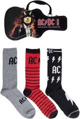 AC/DC – Perri’s – AC/DC – Crew Socks (3 Pack Collector Guitar Shape Tin) [New ]